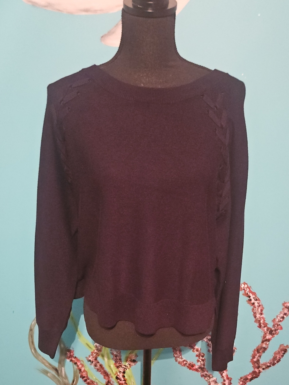 Adrianna Papell Knit Women's Sweater with Shoulder Braid